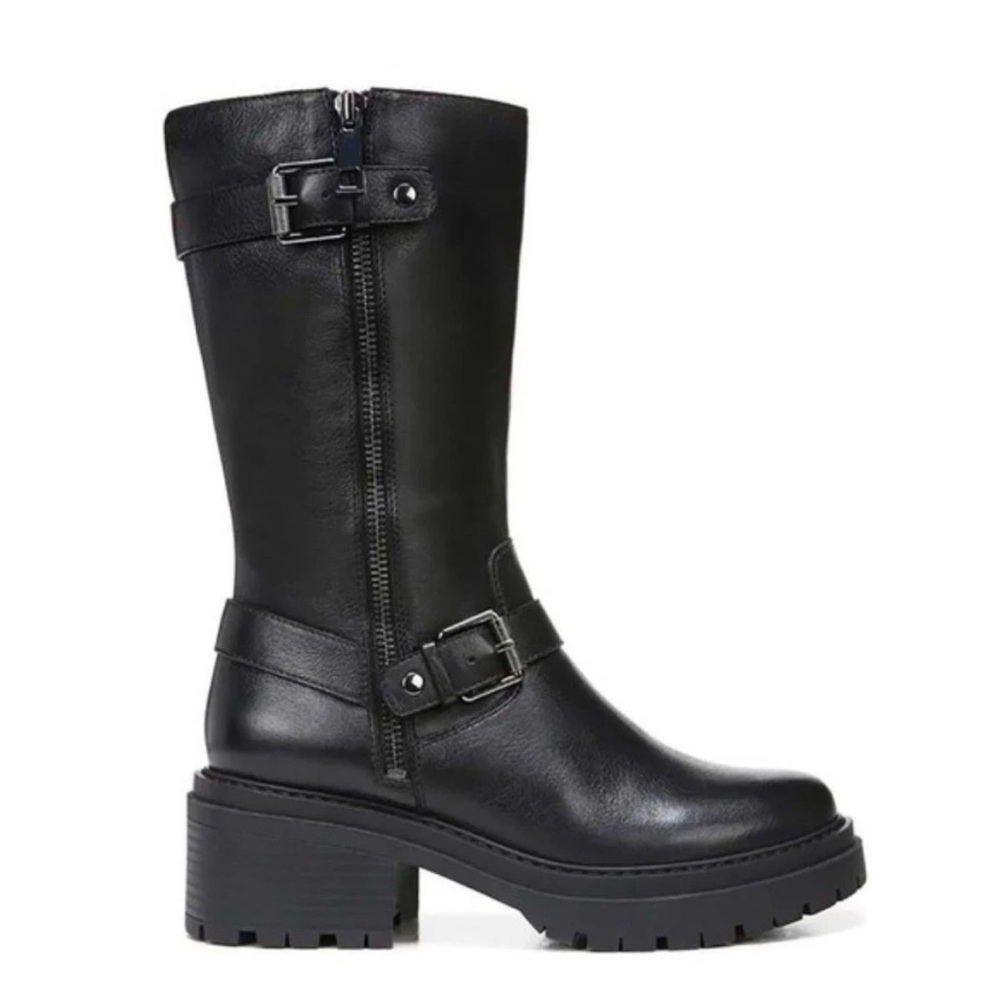 Naturalizer Women's Jagger Black Leather Moto Boots sz 10
